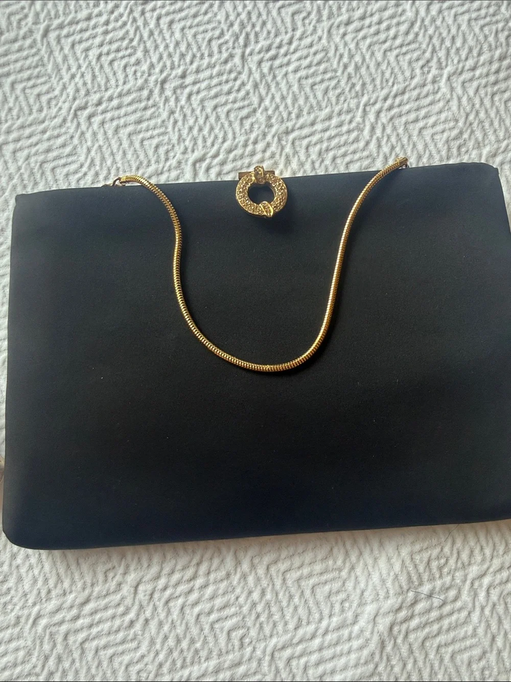 Elegant Black Clutch with Gold Chain Strap